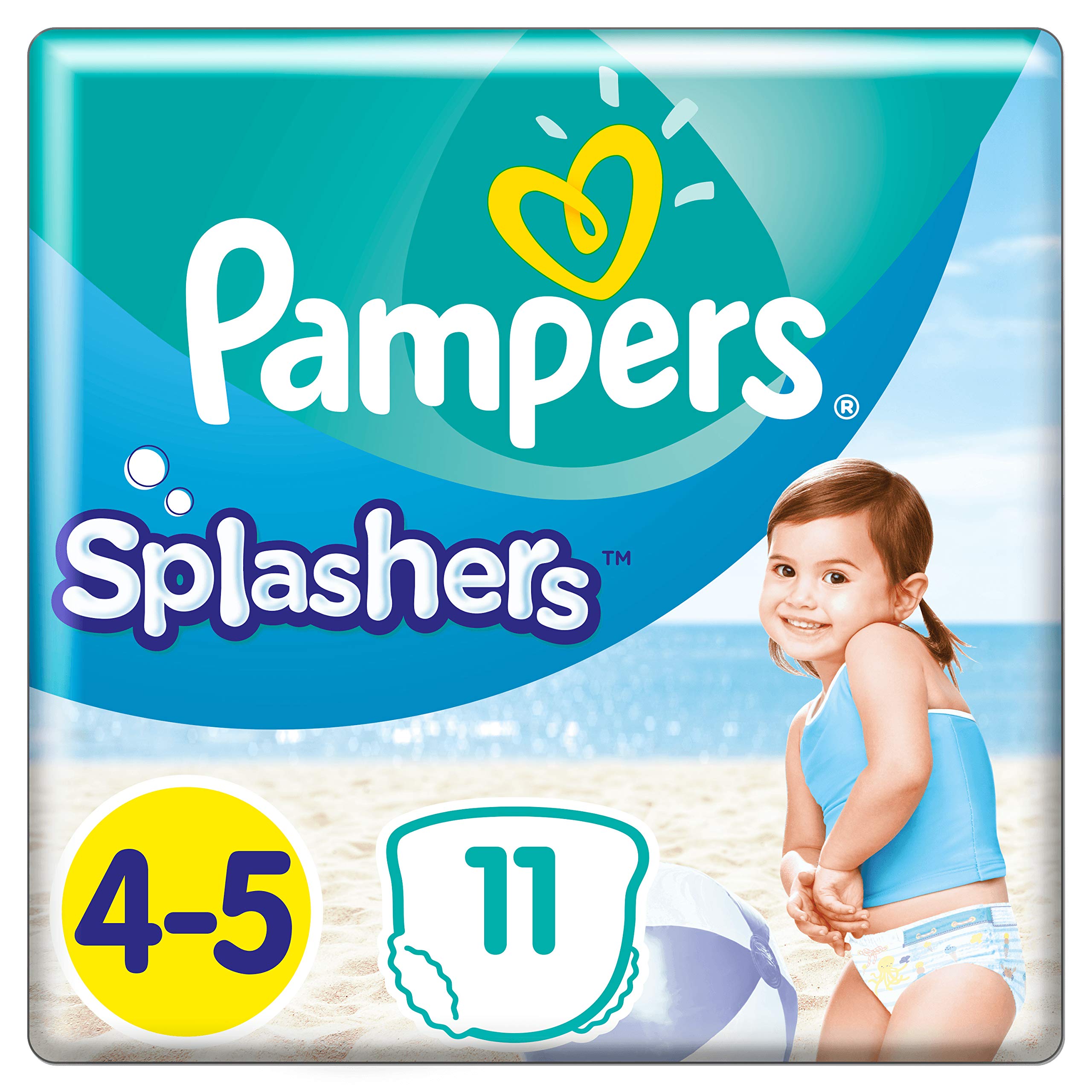 Pampers Splashers Size 4-5 Disposables Swim Diapers for Kids Optimal Protection Water 11Pieces