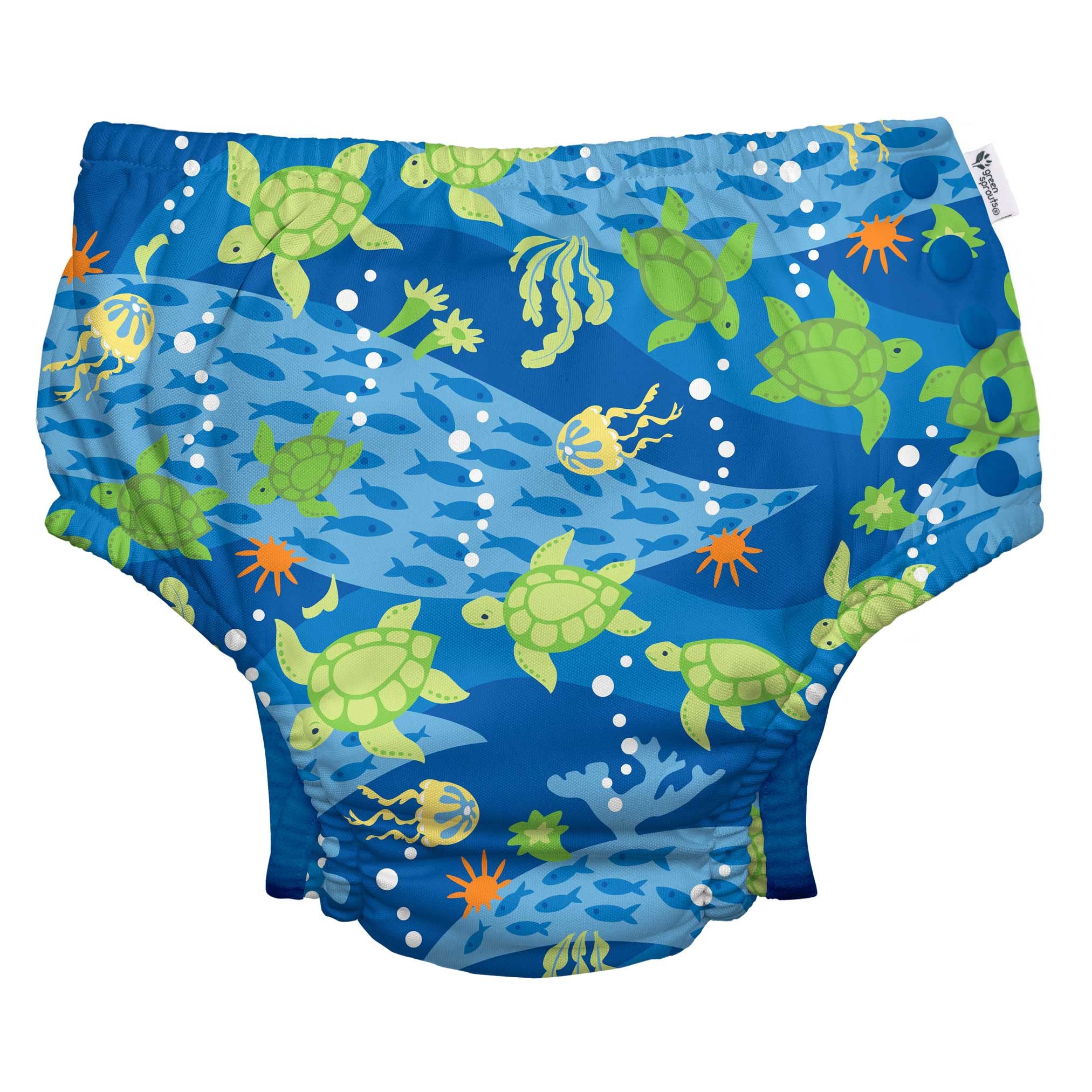 Green Sprouts i Play Royal Blue Turtle Snap Reusable Absorbent Swimsuit Diaper for Baby Boys - 18mo, Best Seller